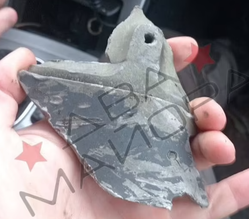 有村民拾到暴風影導彈碎片殘骸,見到「Storm Shadow」名字。 (影片截圖)