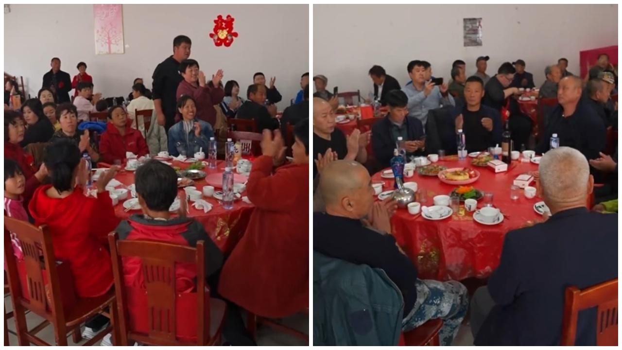 新娘揚言在10分鐘內,獲得全場賓客大拍手掌。(微博)