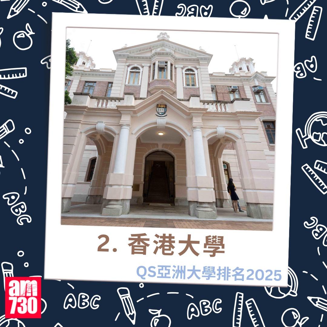QS亞洲大學排名2025|2.香港大學(am730製圖)