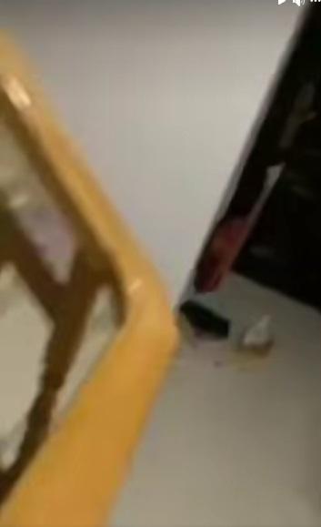 網上熱話|「瘋狂外賣員」將整袋外賣從遠處用力擲向單位大門,外賣掉在地上後,他發洩完情緒便立即離開。(網片截圖)