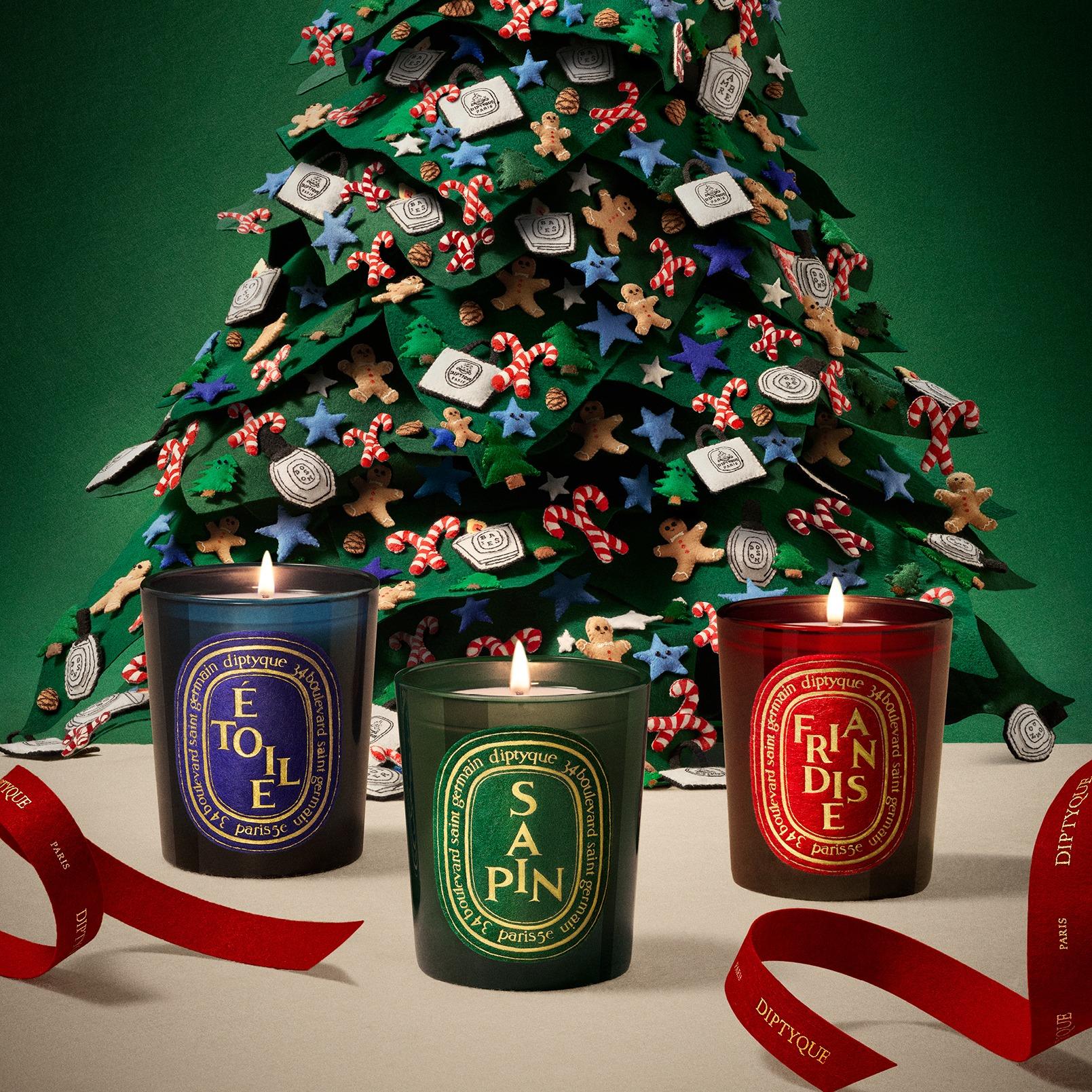 聖誕香水及香氛蠟燭推介2024|Diptyque Sapin(冷杉)、Étoile(星星)及 Friandise(甜點)標準香氛蠟燭 $670