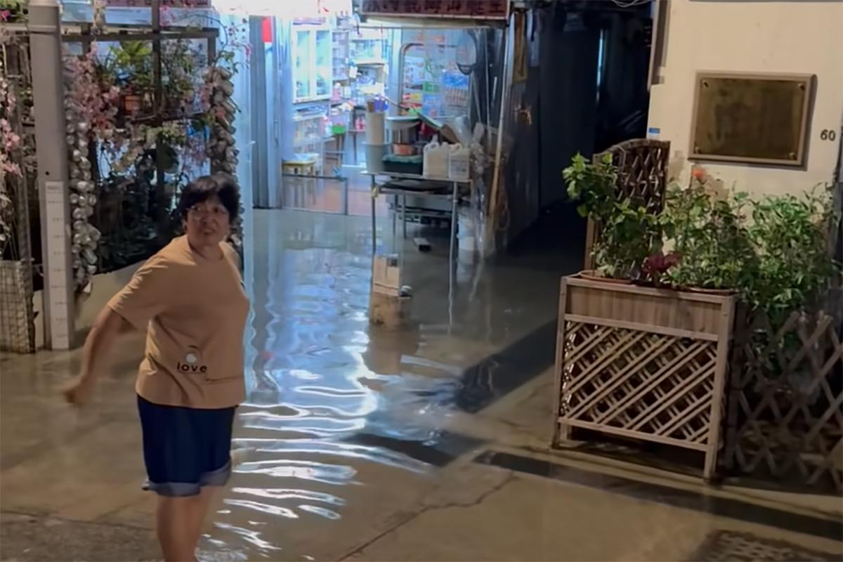 大澳晚上開始水浸。(FB專頁「大澳非茂里」影片截圖)