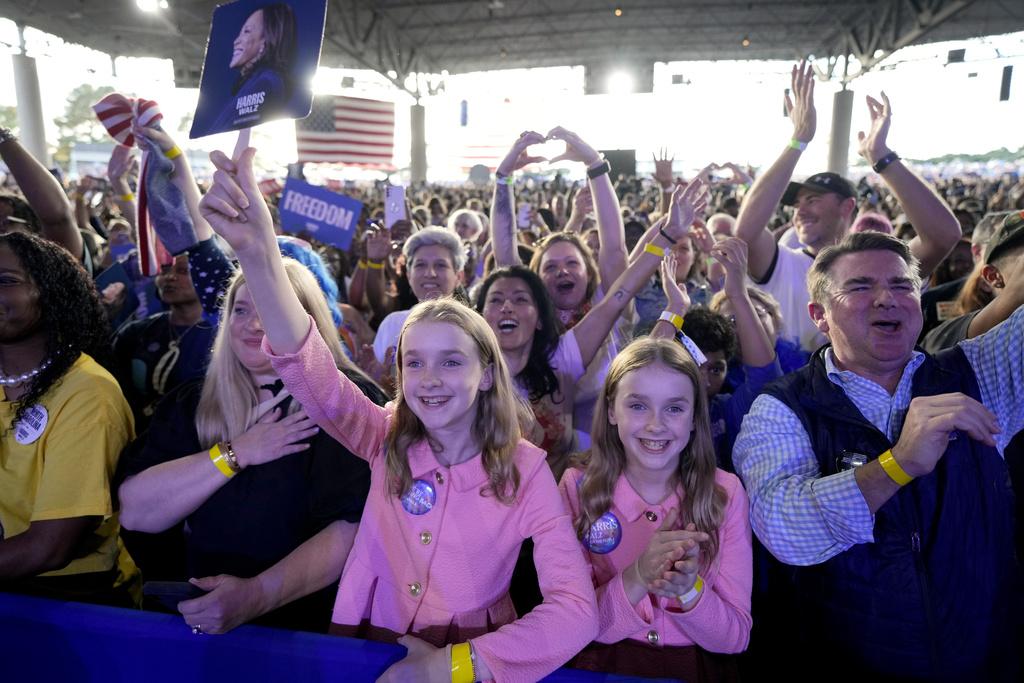 賀錦麗2日在北卡羅來納州造勢。(美聯社)