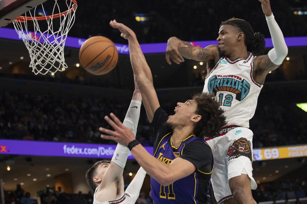 灰熊131:114擊敗湖人。(美聯社)