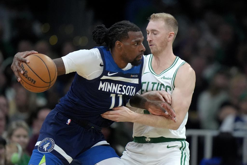 塞爾特人107:105擊敗木狼。(美聯社)