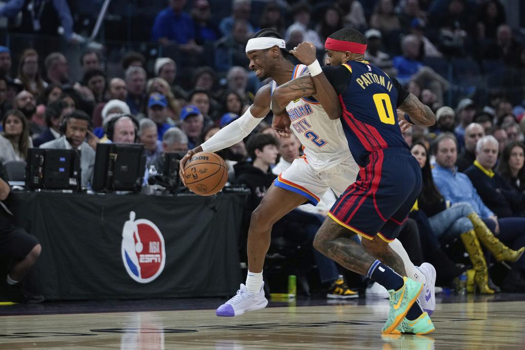 雷霆105:101擊敗勇士。(美聯社)