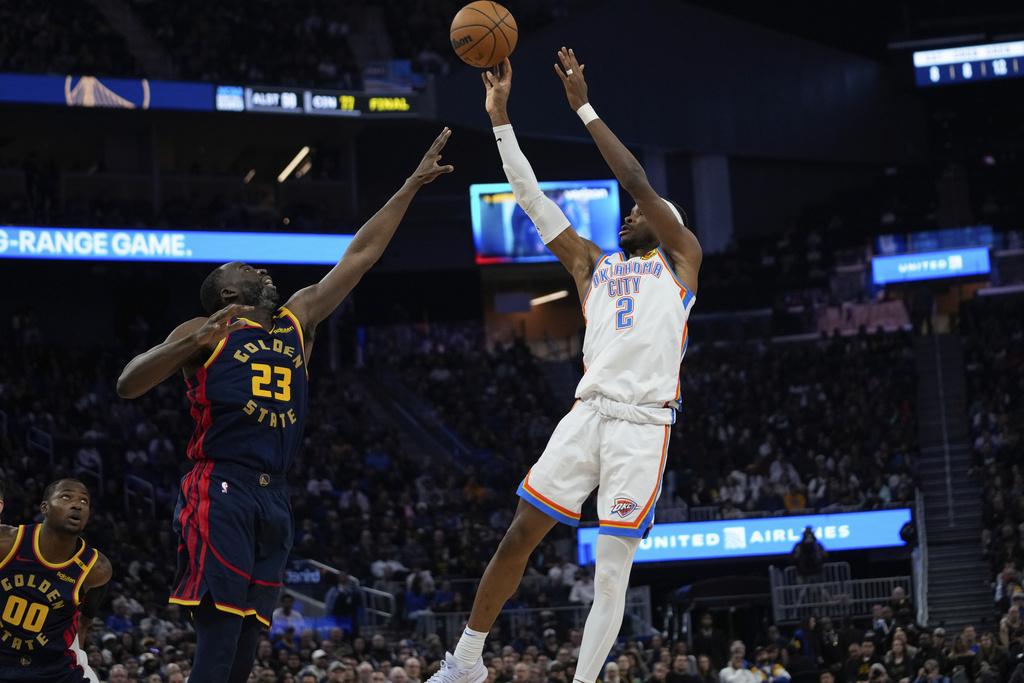 雷霆105:101擊敗勇士。(美聯社)