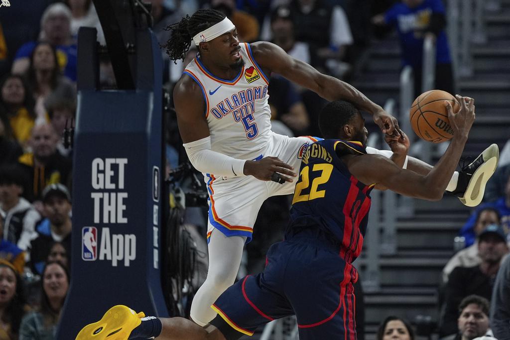 雷霆105:101擊敗勇士。(美聯社)