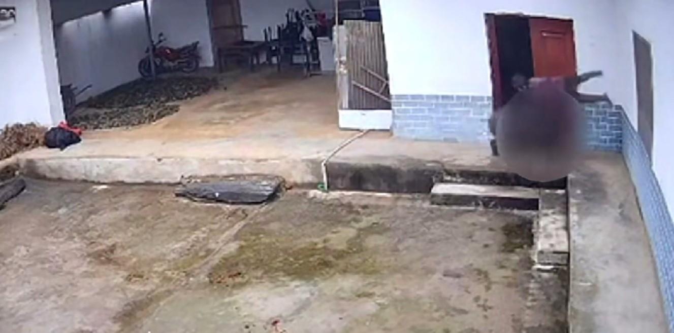 野豬撞飛老婦人。