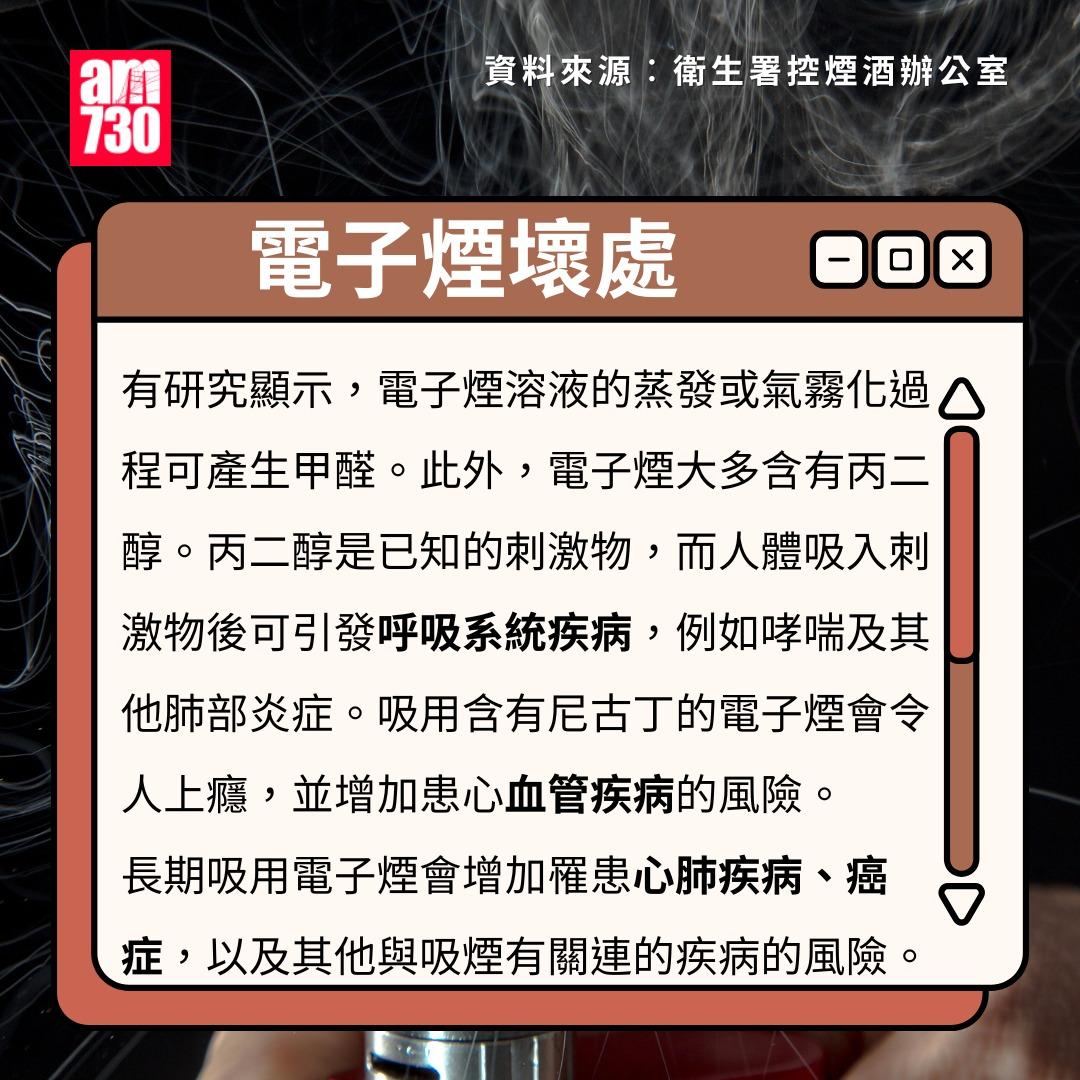 電子煙香港法例|電子煙壞處(am730製圖)