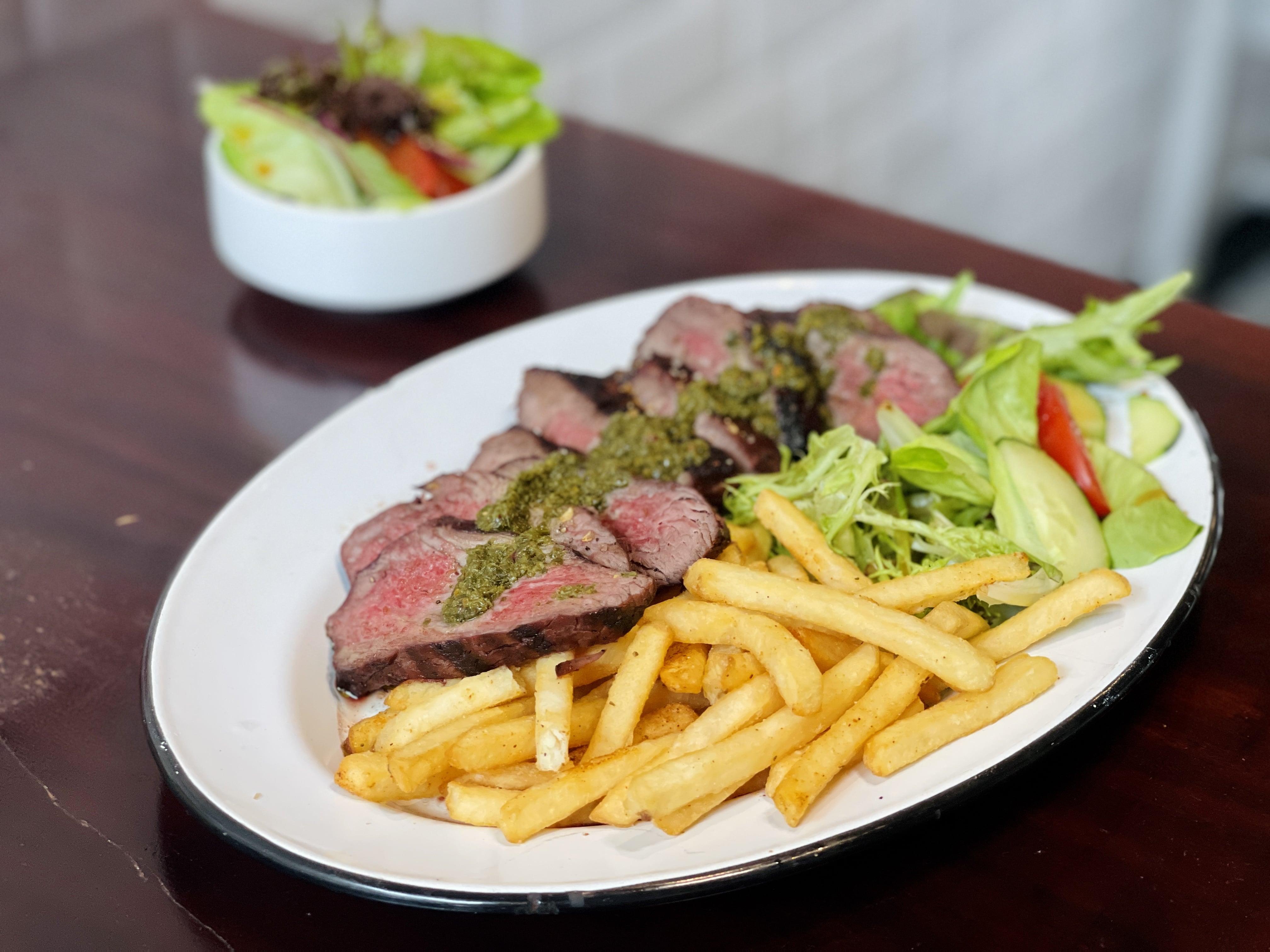 7安士黑毛安格斯廚師發辦牛扒配阿根廷青醬