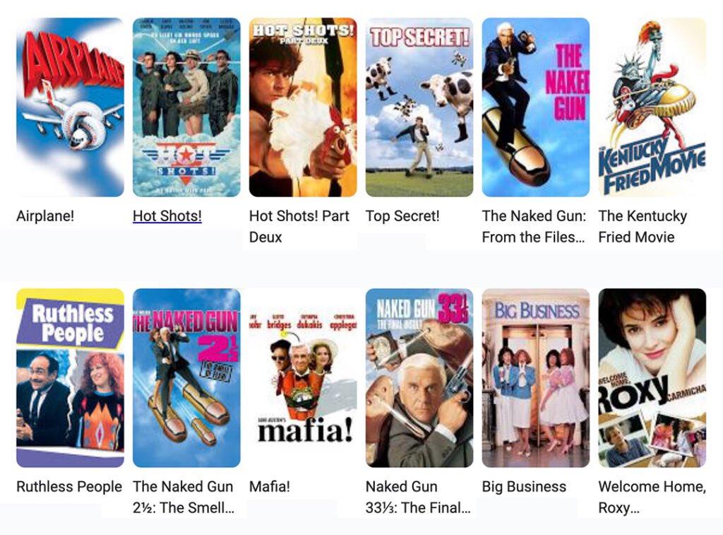 Jim Abrahams是一位十分成功的商業片導演及編劇,圖中電影他全部有份參與創作。