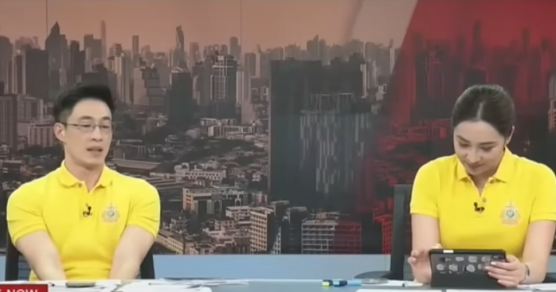 初時男主播神情十分輕鬆,談笑風生。