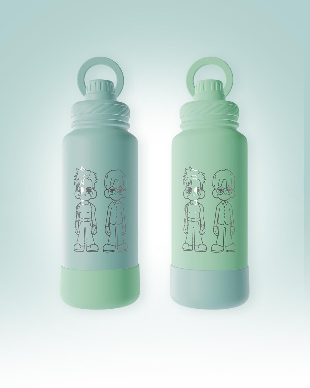 保溫瓶有兩款顏色,分別以Tyson和家謙的最愛顏色TY Green及Summer Blues為主調。