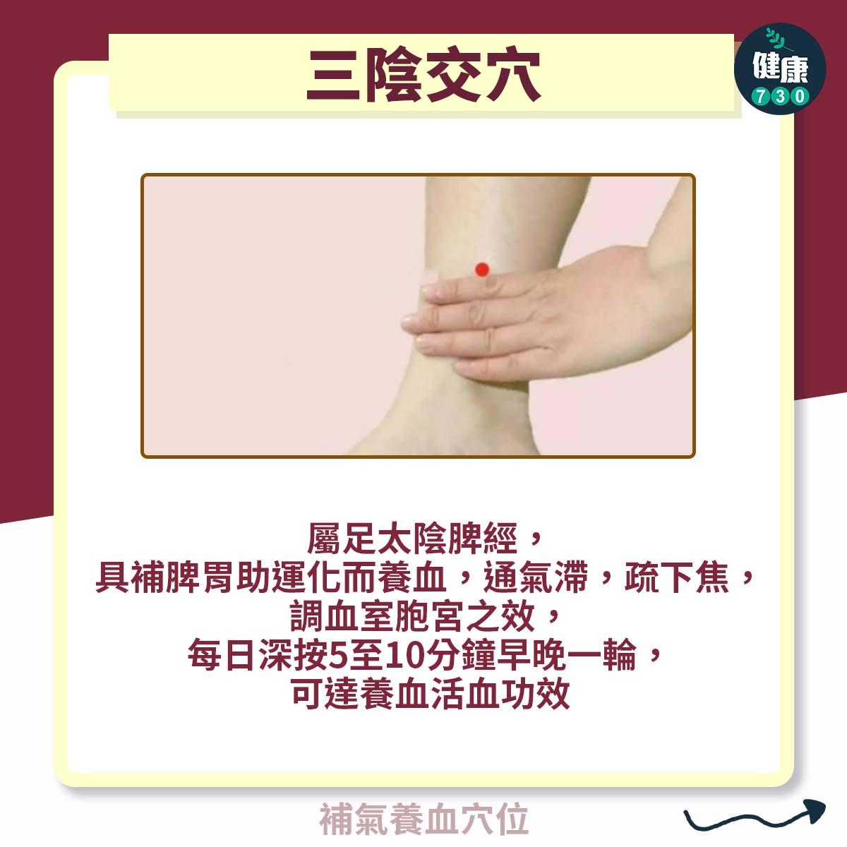 地中海貧血治療,中醫稱推薦補氣養血3穴道|三陰交穴(am730製圖)