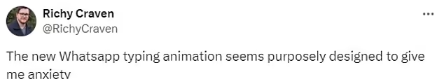 有人甚至指WhatsApp新的「輸入中」泡泡,似想故意令人焦慮。(互聯網)