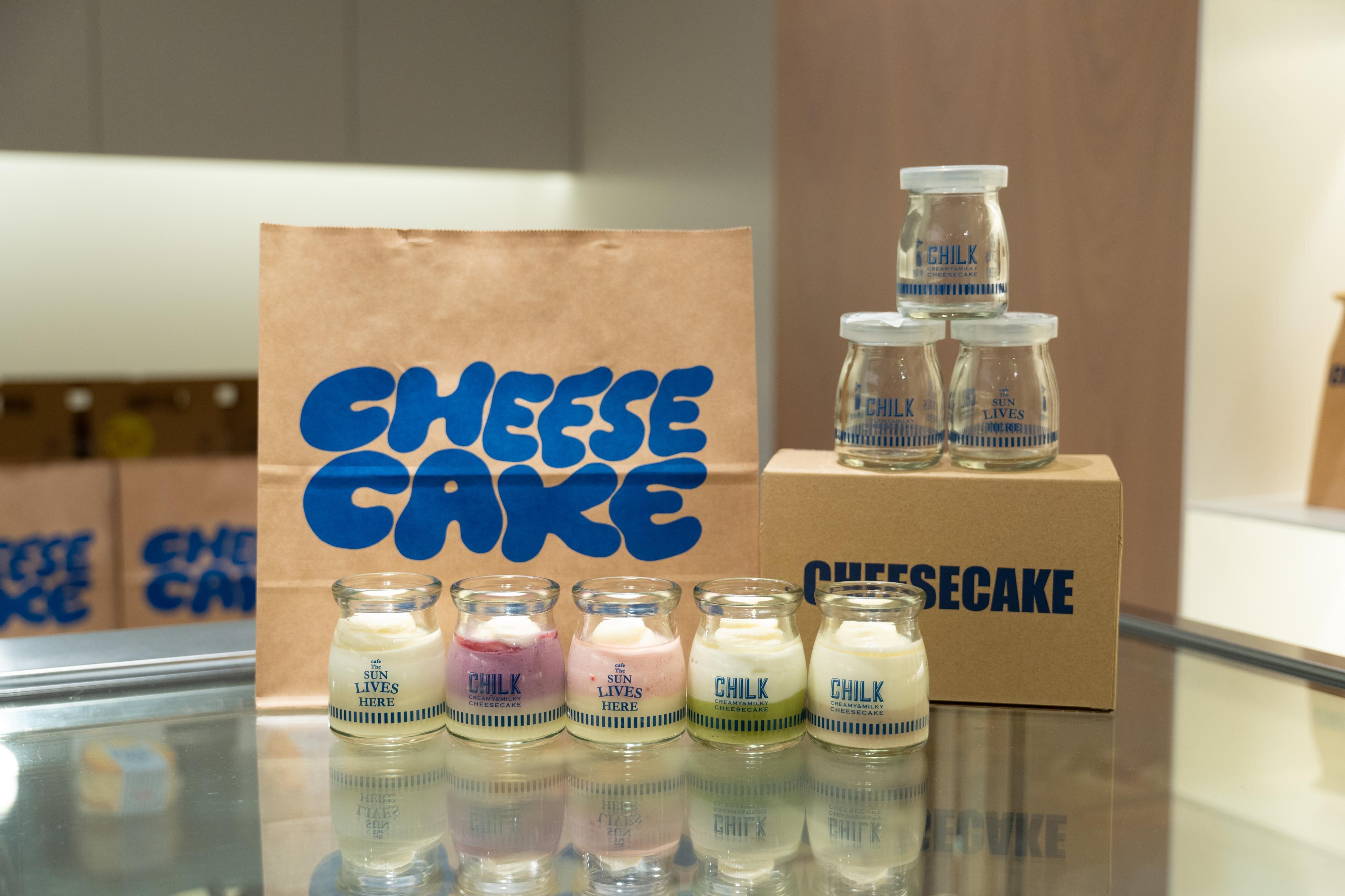 招牌 CHILK 牧場牛奶樽裝芝士蛋糕有原味、士多啤梨、綠茶、藍莓及栗子口味。各$65