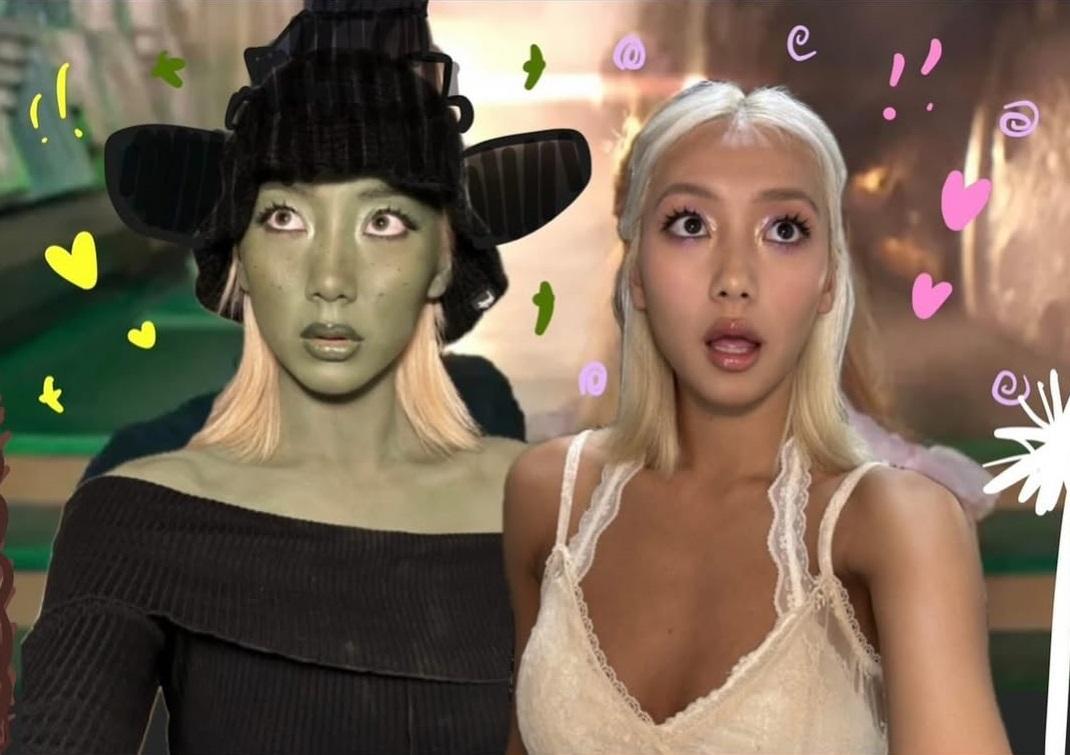 Marf日前在社交網分享自己Cosplay成《魔法壞女巫》的綠色妝容。