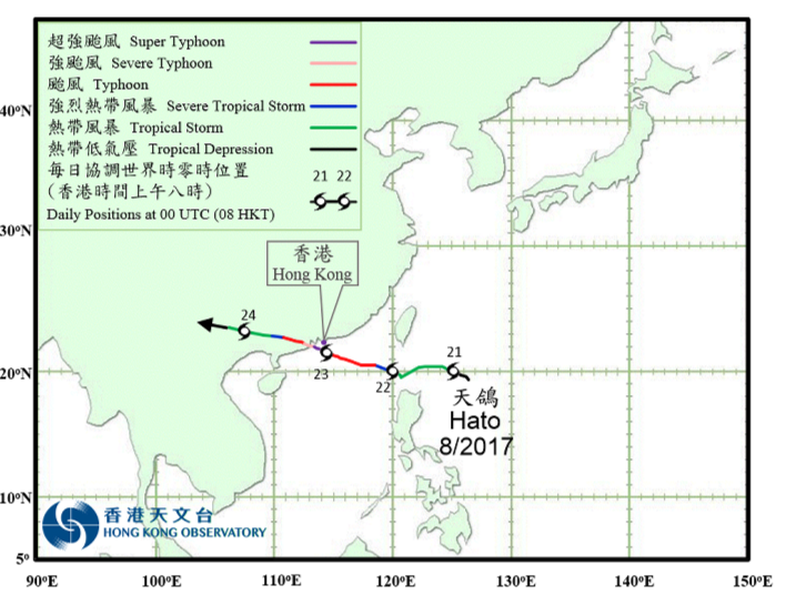 二零一七年超強颱風天鴿的路徑