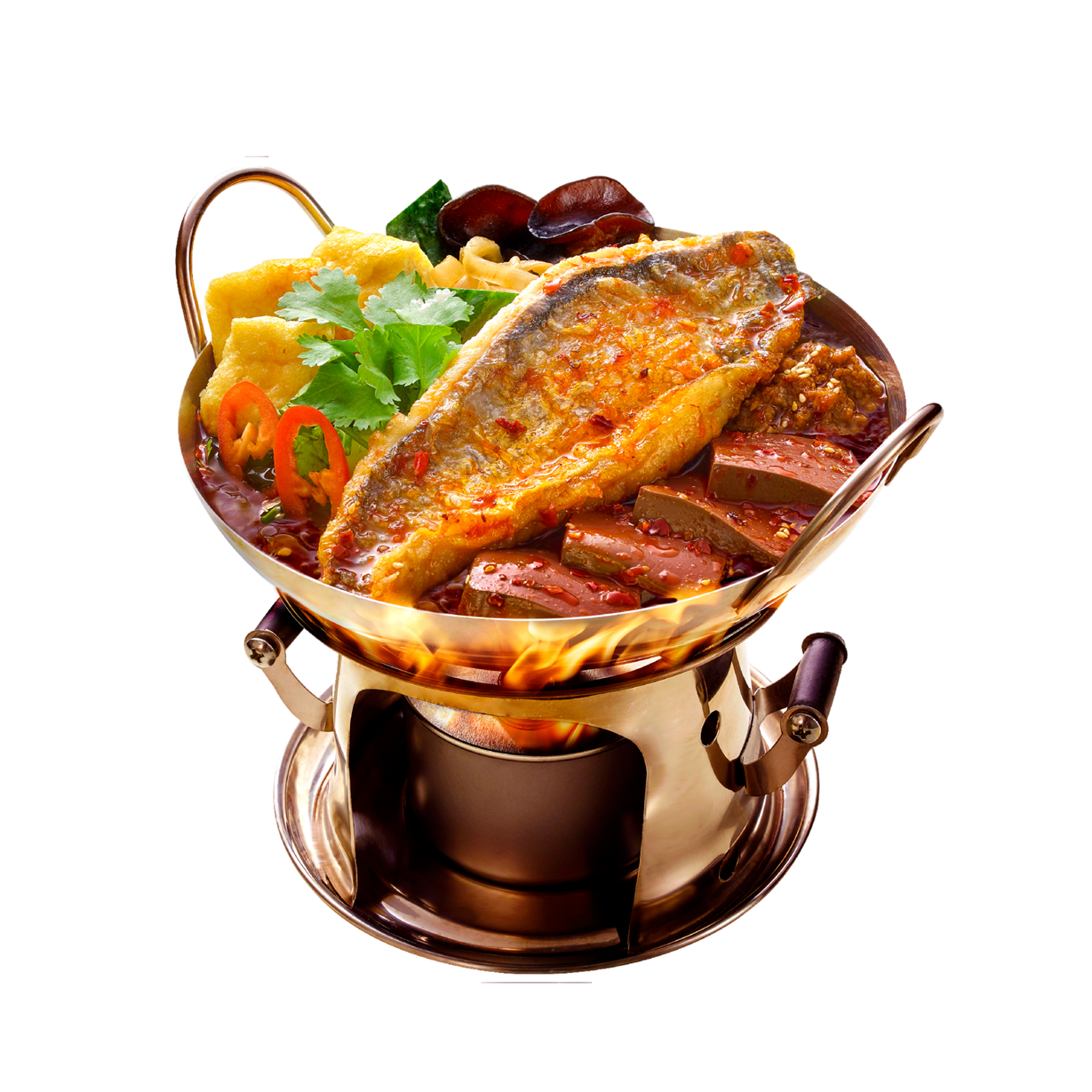 川式麻辣鴨血烤魚鍋 $68 晚上5時起供應,可選配米線、紅薯粉或水晶粉。