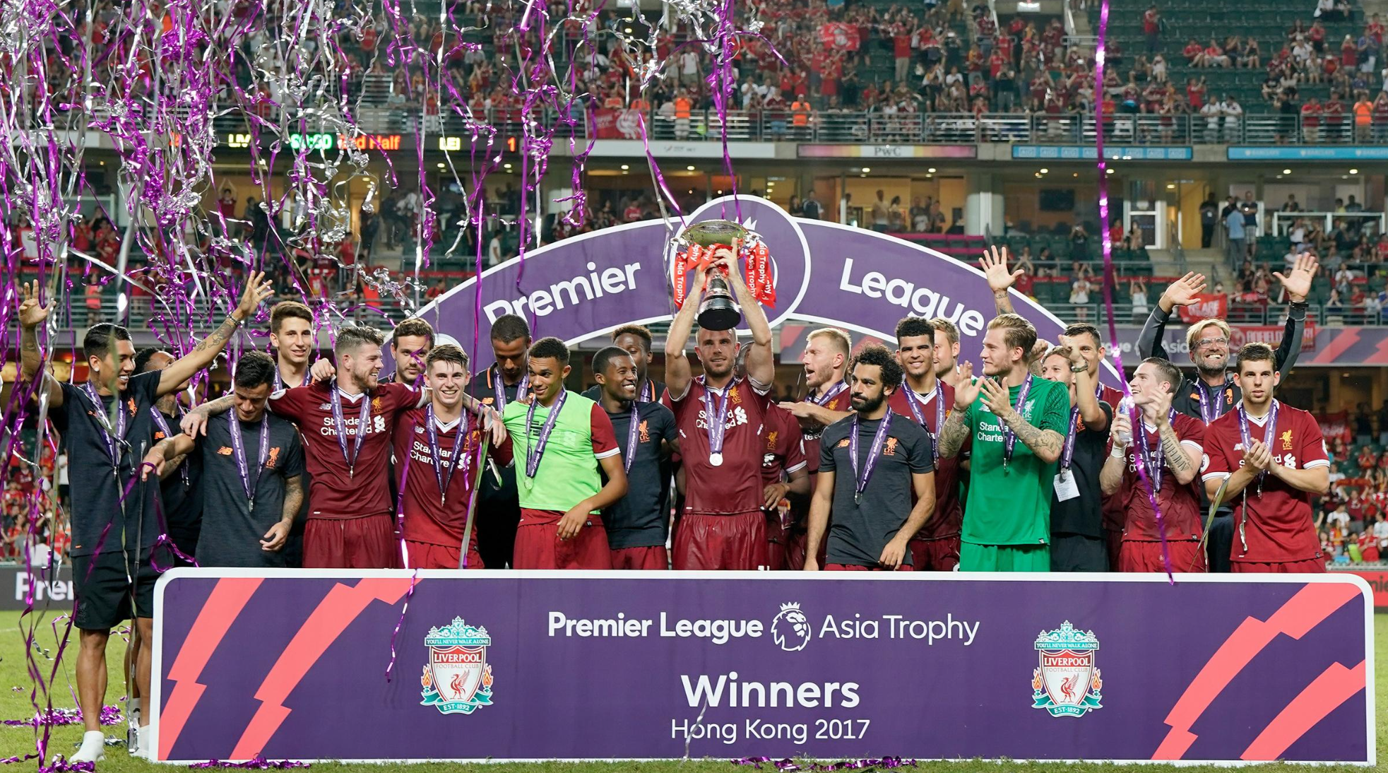 利物浦對上一次訪港是於2017年英超亞洲挑戰盃,在香港大球場接連擊敗水晶宮及李斯特城捧盃(資料圖片)
