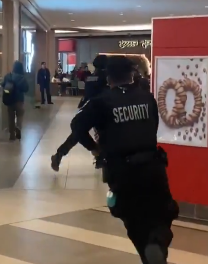 保安員及後才「施施然」上前追趕。(影片截圖)