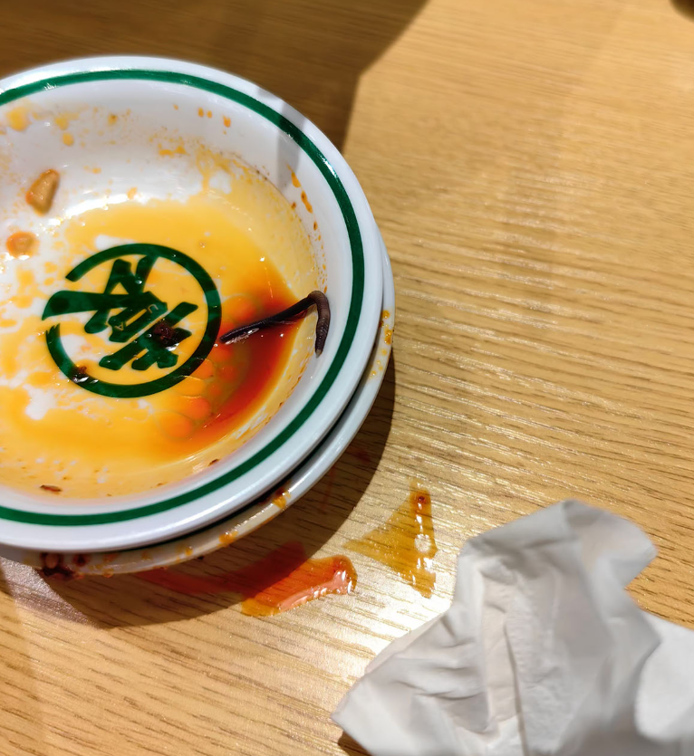 焦先生在北京市海淀區袁記雲餃六道口店花費14元點了一碗鮮肉雲吞麵,但在食用過程中發現一條黑紫色長約3厘米的蚯蚓。(網上圖片)