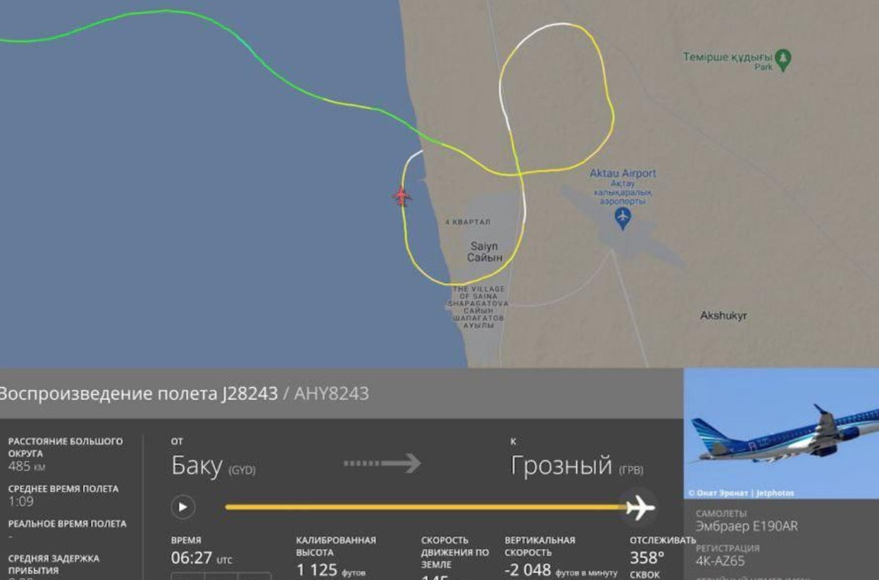 阿塞拜疆航空一架客機在哈薩克西部墜毀,機上有72人。(影片截圖)