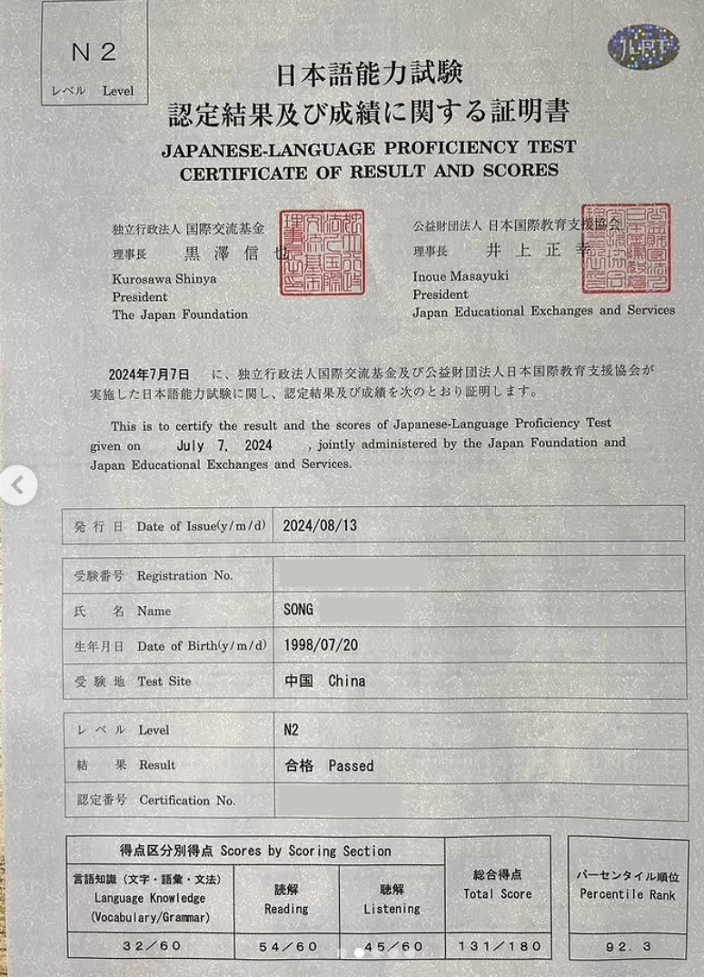 「傑克‧宋」對日本成人影片(AV)「着迷」,在自學過程中「研究」多達4,545部影片並從中學習如何運用日語,最終他順利通過「日本語能力測試」,並獲取N2級資格。(傑克‧宋IG)