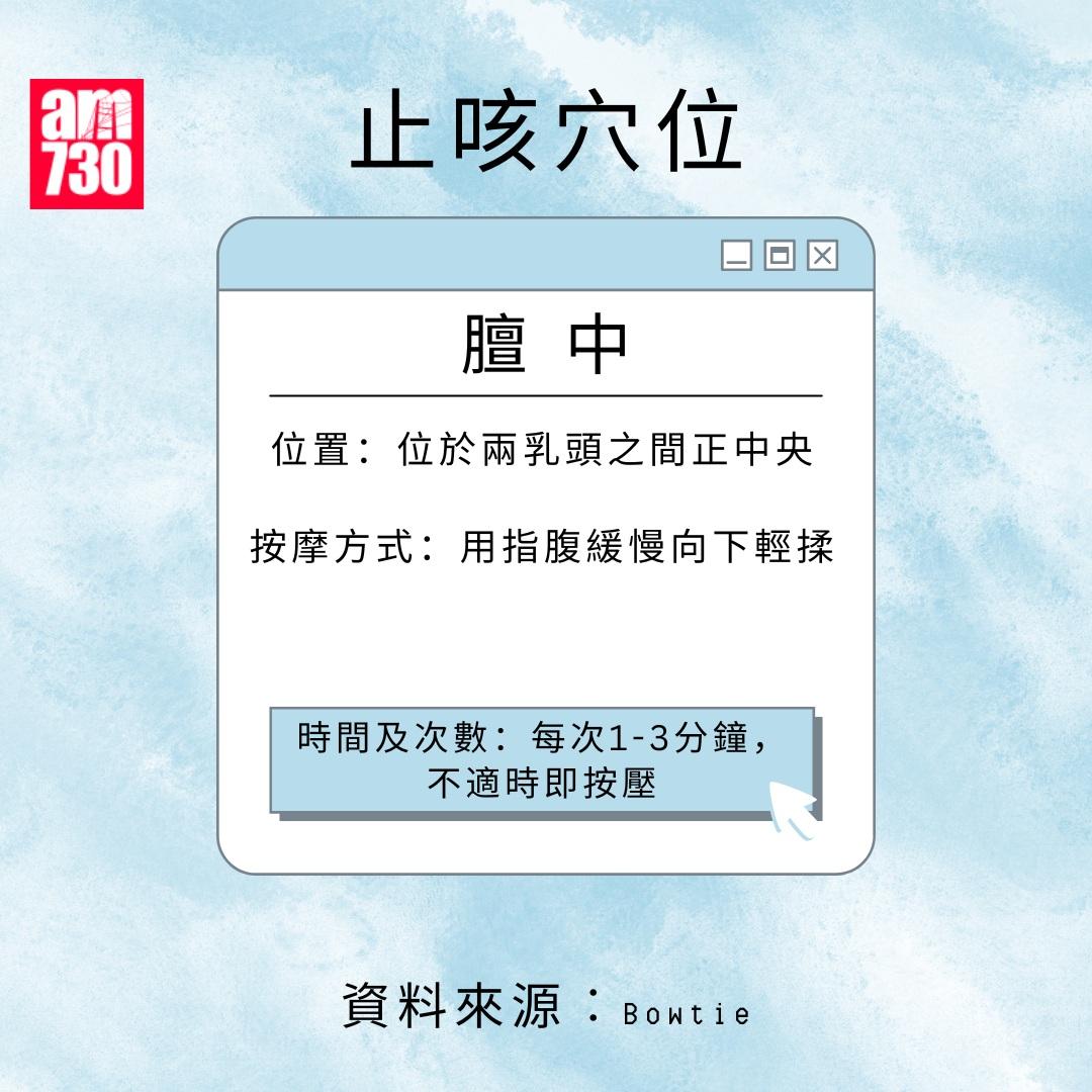 止咳穴位|膻中(am730製圖)