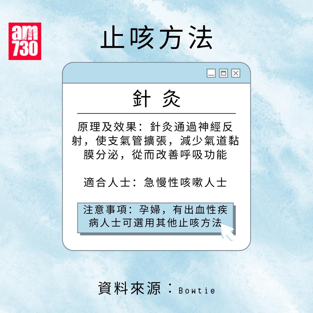 止咳方法有哪些?適合甚麼人士?|針灸(am730製圖)