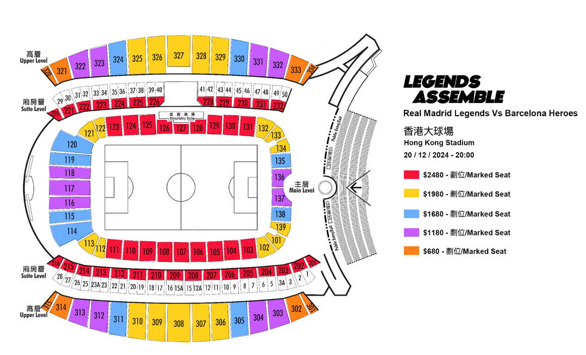今場賽事的門票價格。