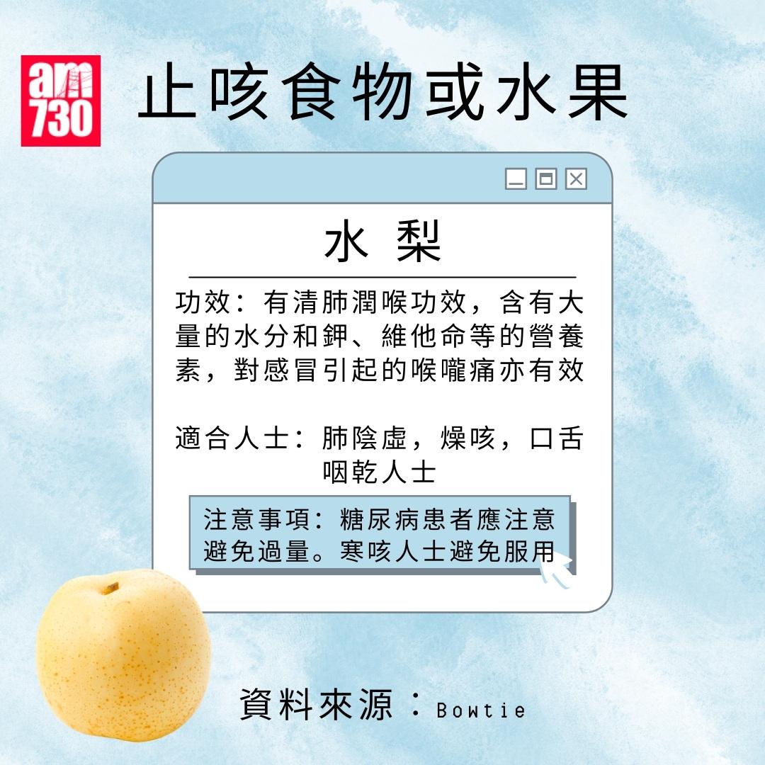 止咳食物或水果|水梨(am730製圖)