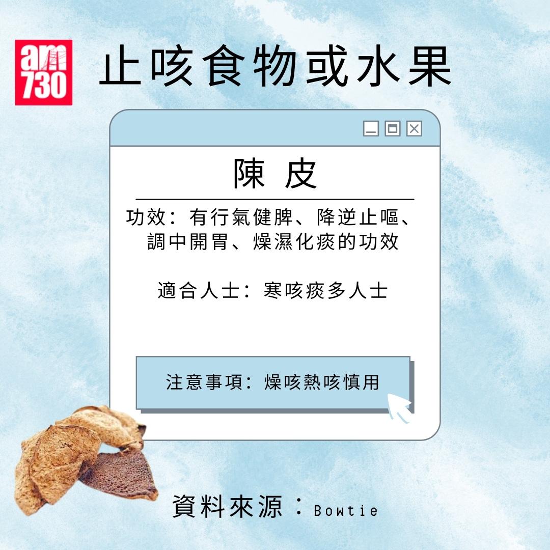止咳食物或水果|陳皮(am730製圖)