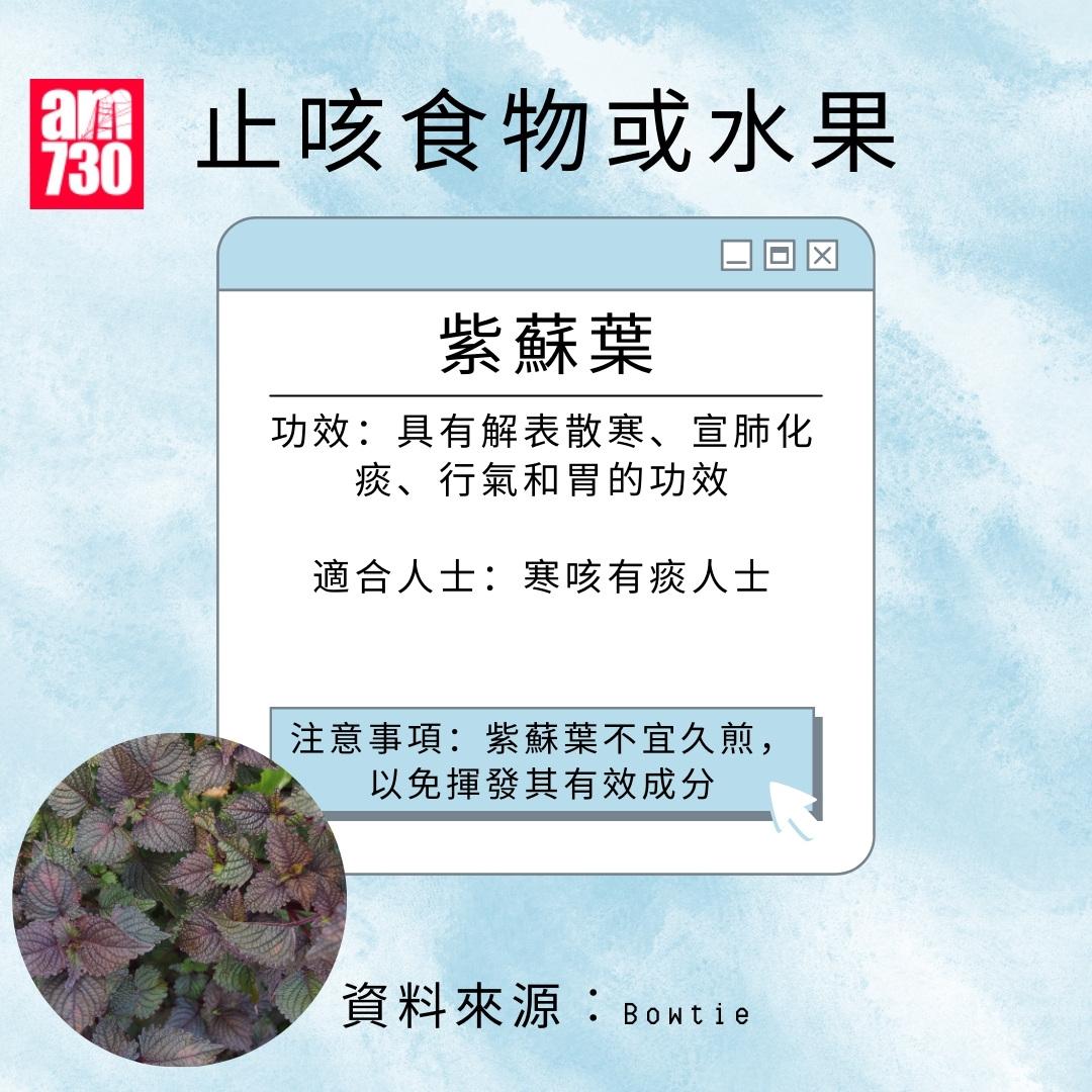 止咳食物或水果|紫蘇葉(am730製圖)