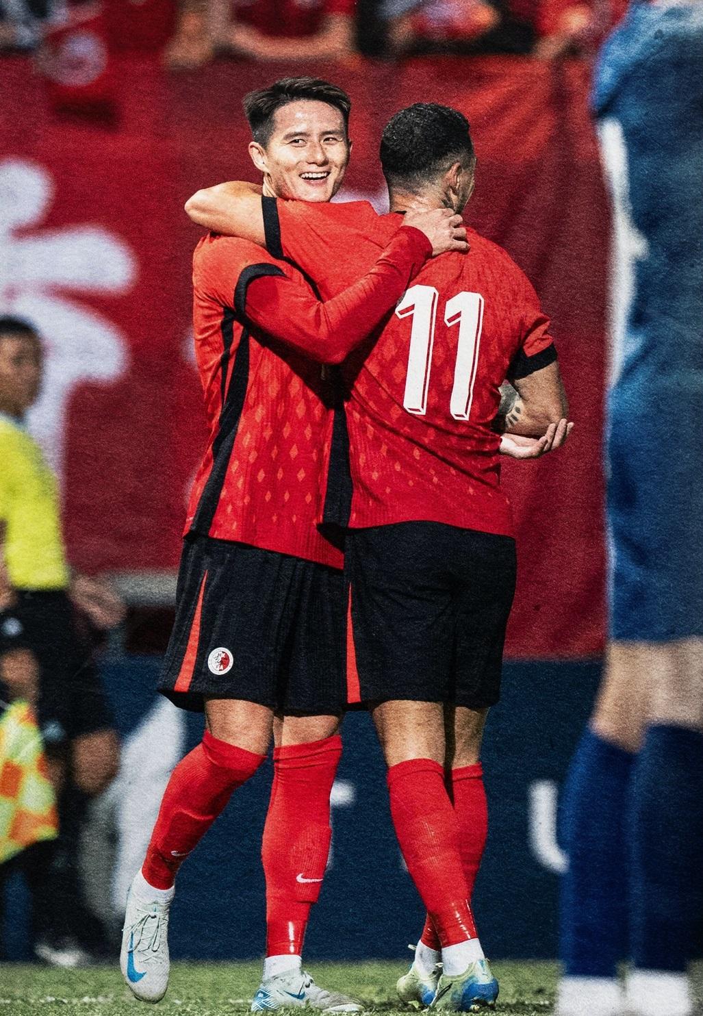 艾華頓及黃威上半場入球。(HKFA FB)