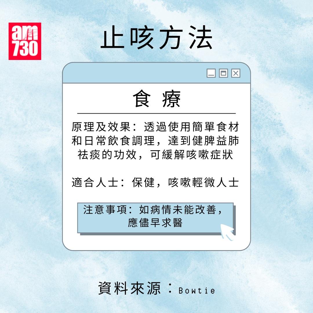 止咳方法有哪些?適合甚麼人士?|食療(am730製圖)