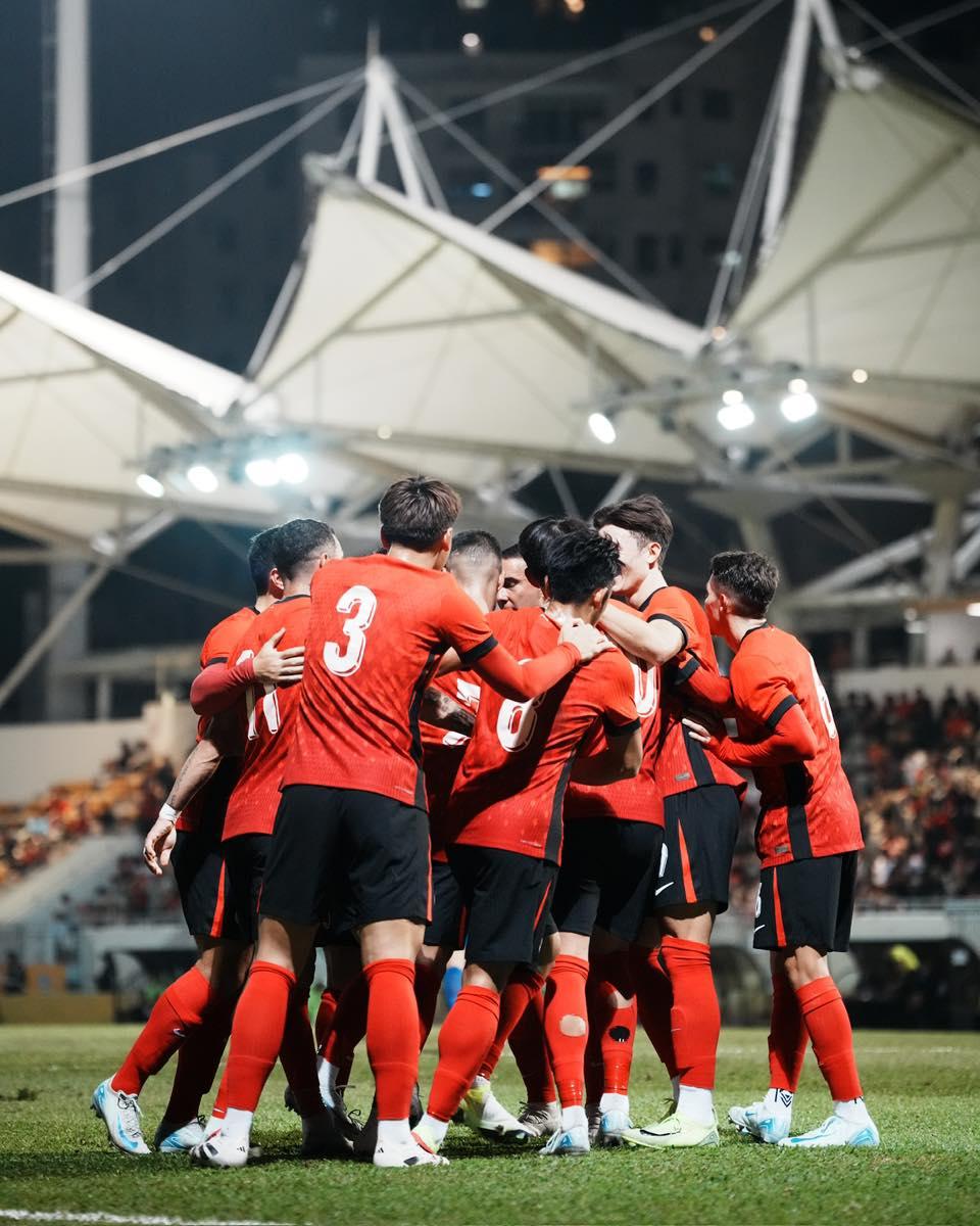 港足球員慶入球。(HKFA FB)