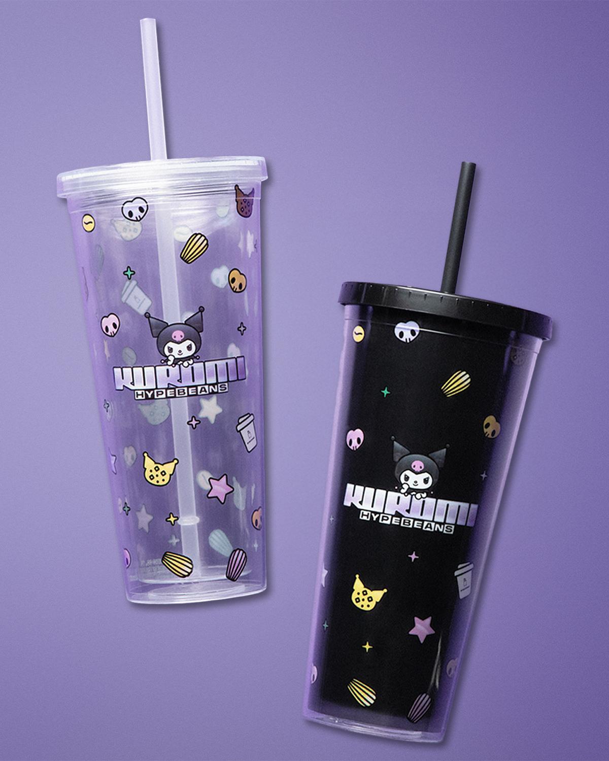 Hypebeans Kuromi Café 隨行水杯(黑色/透明)$200