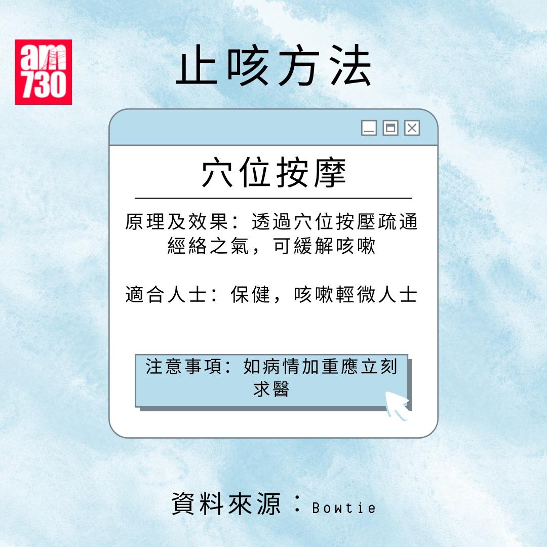 止咳方法有哪些?適合甚麼人士?|穴位按摩(am730製圖)