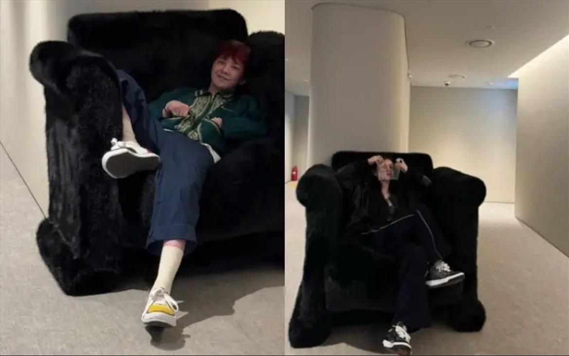 G-Dragon與韓素熙,因上傳座於這張黑色毛毛梳化而爆緋聞。