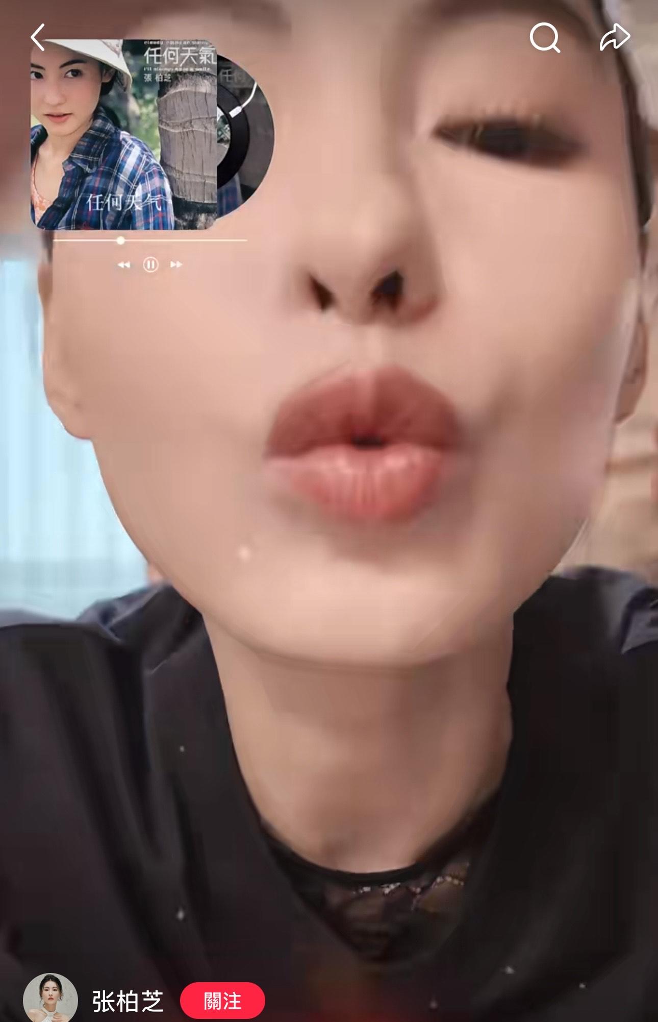 張柏芝向鏡頭送吻,冧爆歌迷。