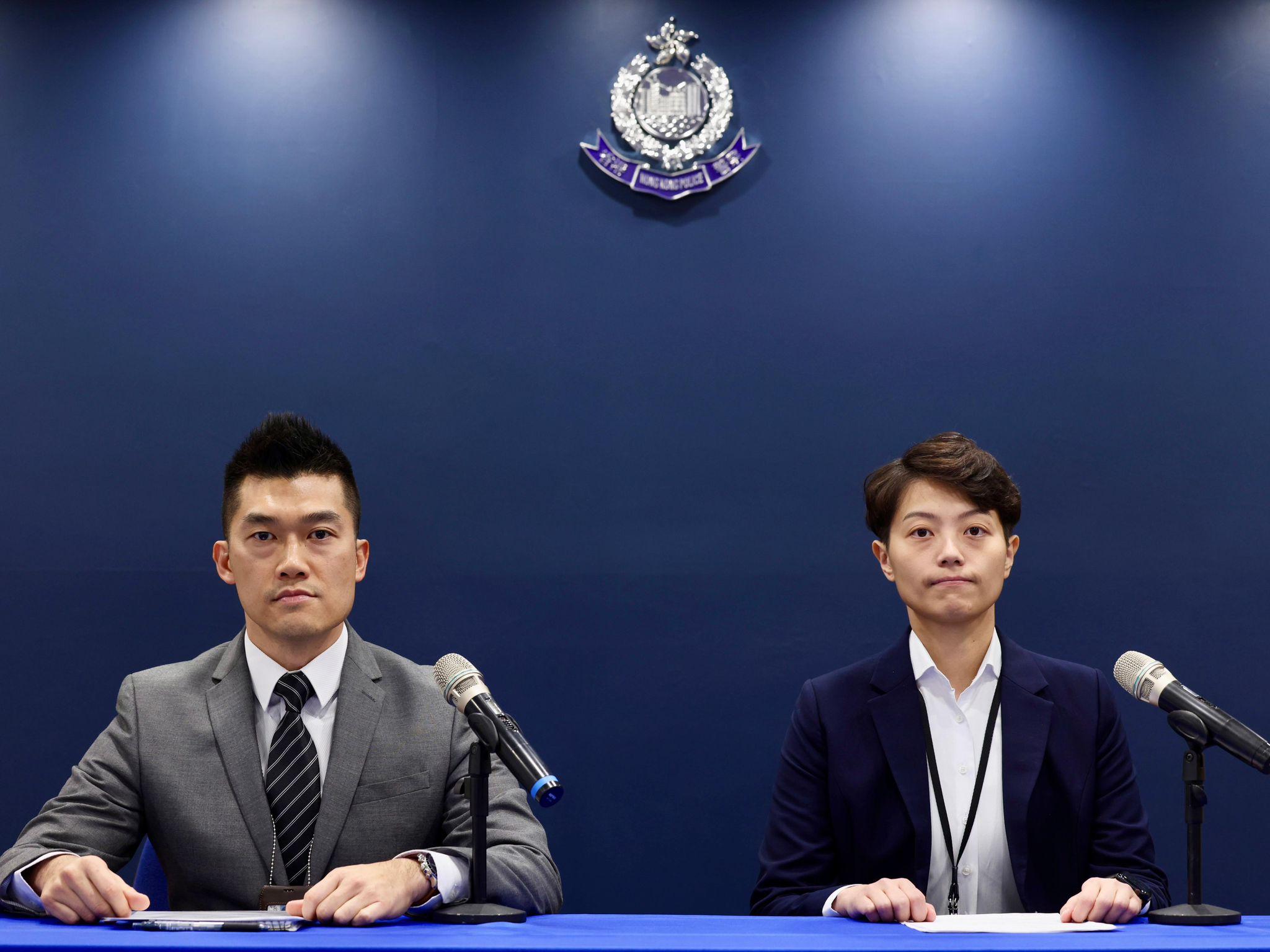 警方元朗警區行動主任總督察彭智偉及特別職務隊第一隊督察林靈珊。