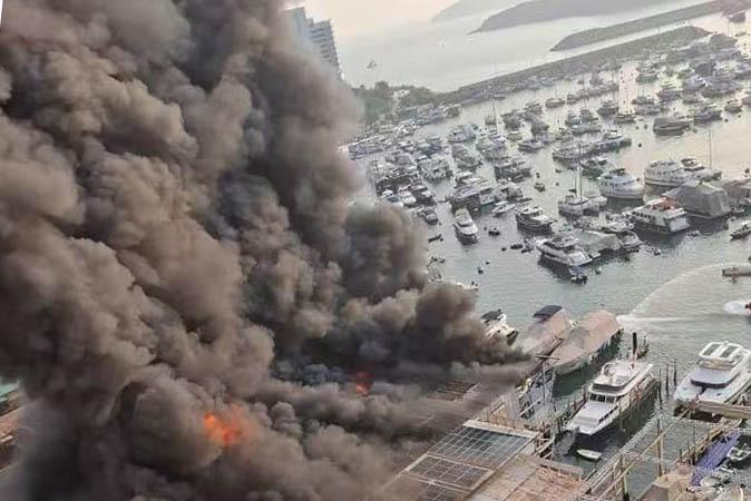 黃竹坑深灣道船廠大火 (中通社)