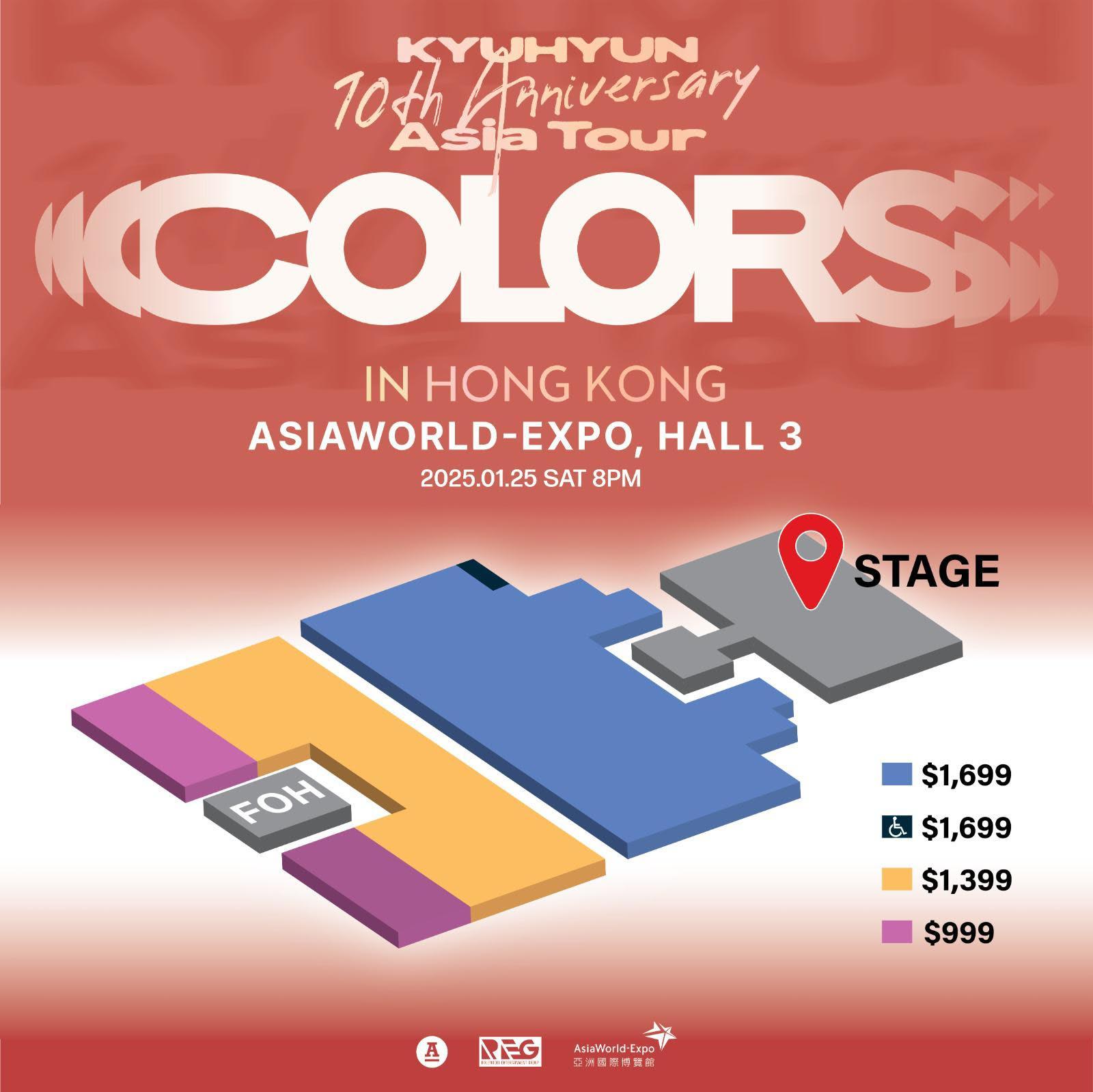 「KYUHYUN 10th Anniversary Asia Tour 'COLORS' in HONG KONG」門票已在本月3日公開發售。