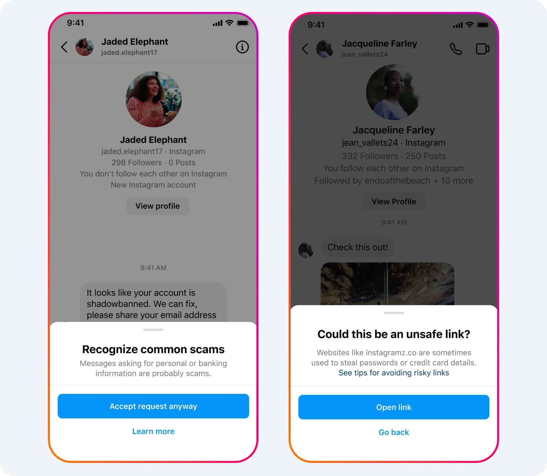WhatsApp/IG防騙功能。