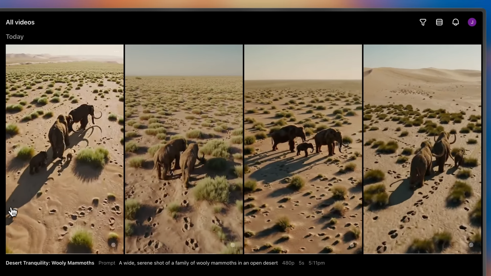 Sora可快速地生成多條影片可作選擇,然後慢慢編輯。