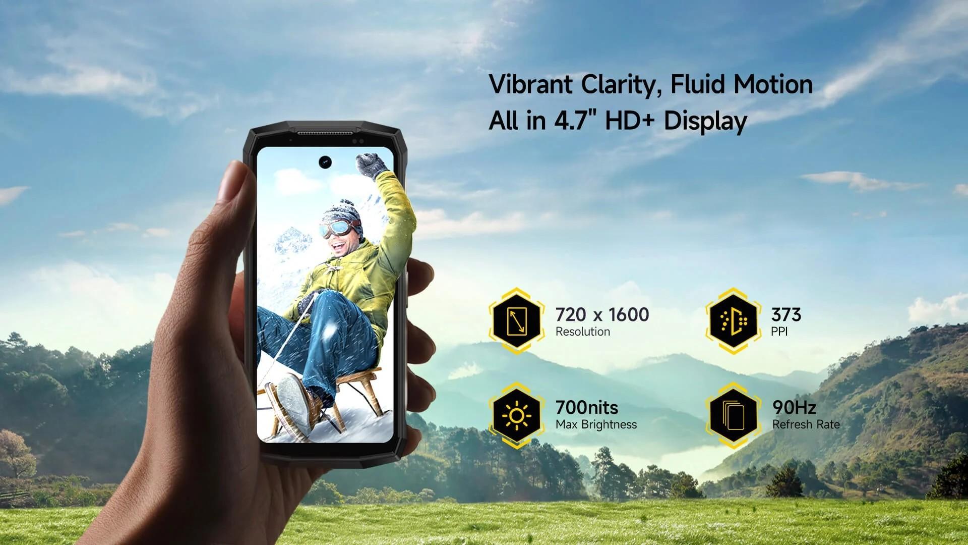 Ulefone Armor Mini 20T Pro4.7吋HD+顯示屏,提供720 x 1600像素解像度及90Hz刷新率。