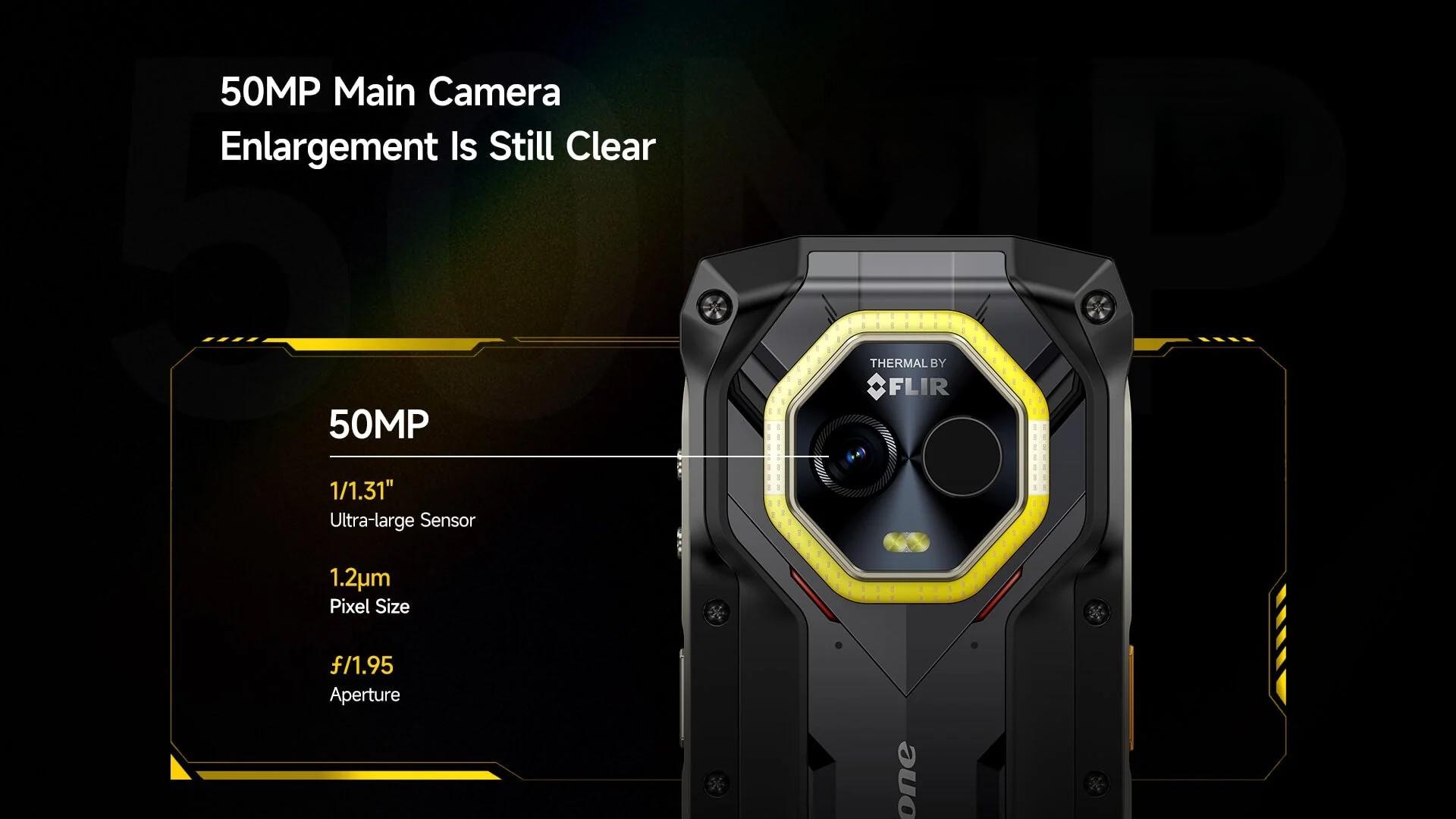 Ulefone Armor Mini 20T Pro搭載5000萬像素的大光圈主鏡頭。