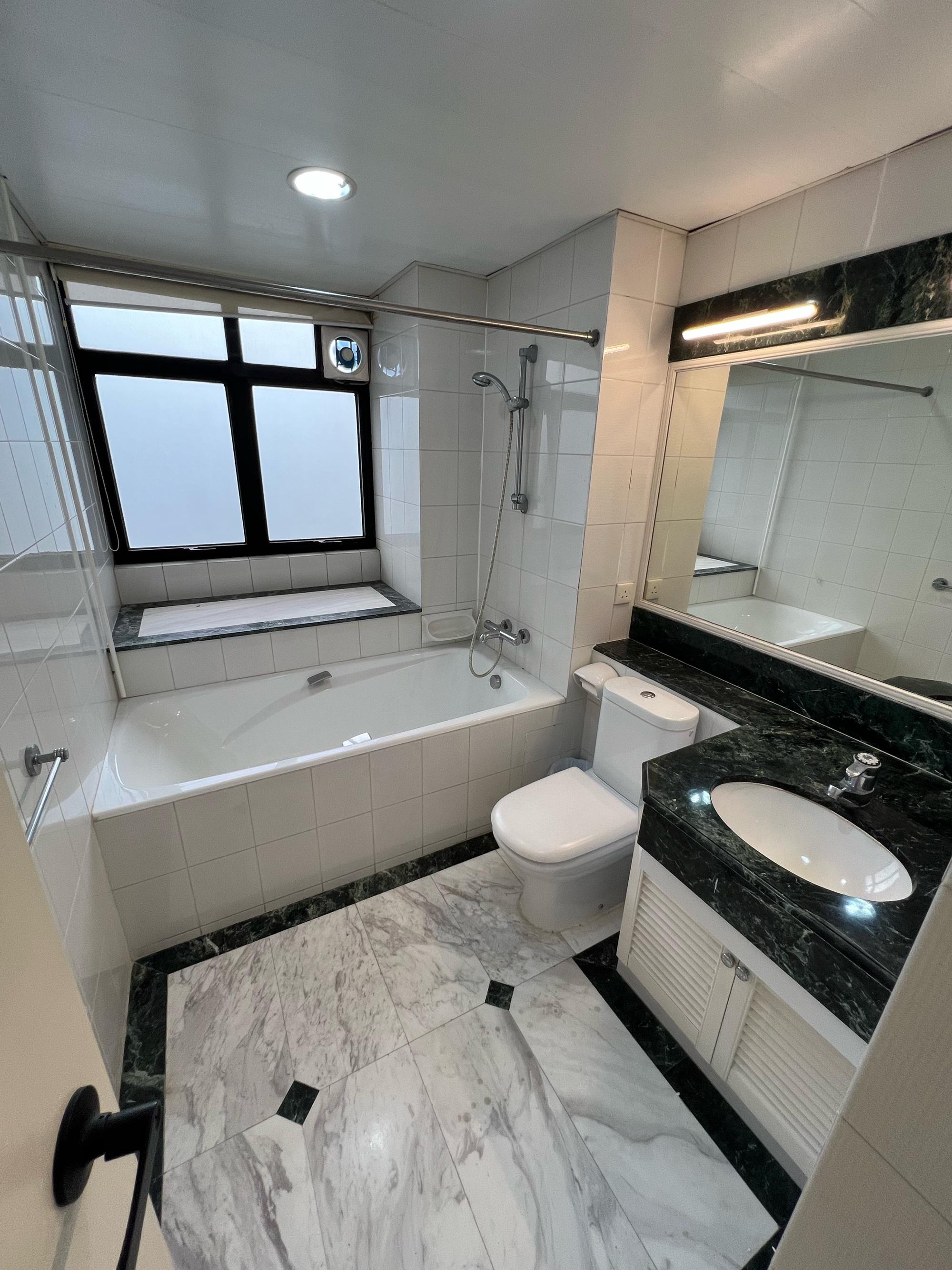 主人房浴室以黑白色為主調,簡單實用。